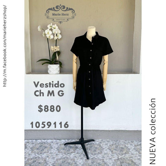1059116  Vestido lino negro