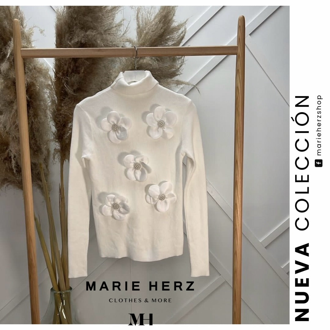 1060800 Sweater flores blanco UT