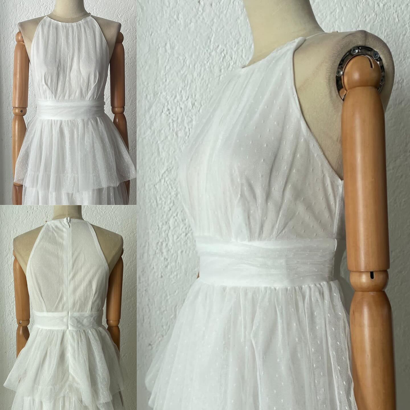 1061018 Vestido blanco halter tul