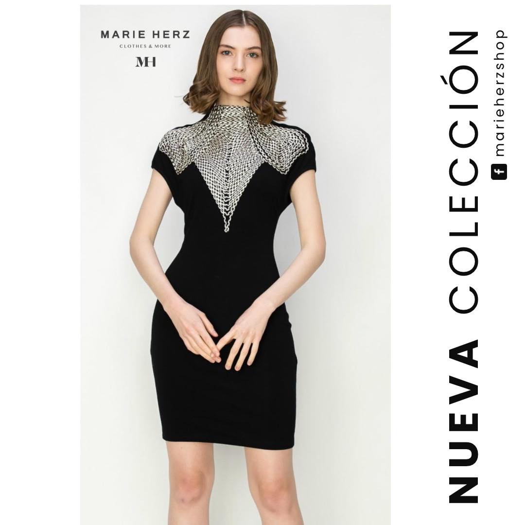 1061295 Vestido cuello bordado
