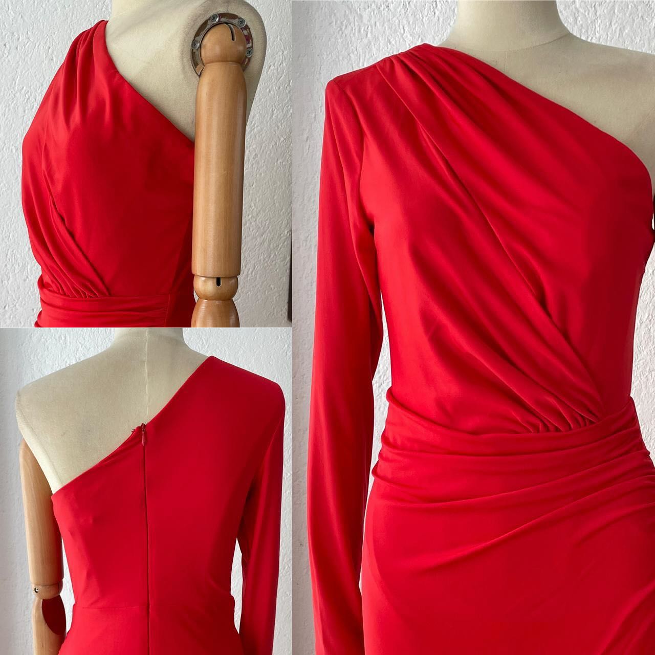 1061301 Vestido licra hombro rojo
