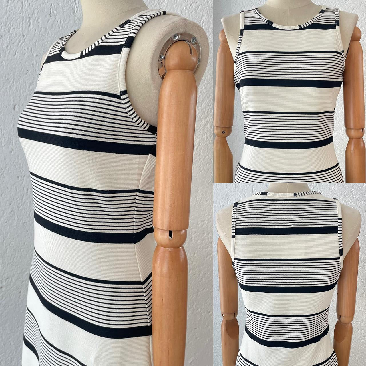 1061485 Vestido rayas negro beige