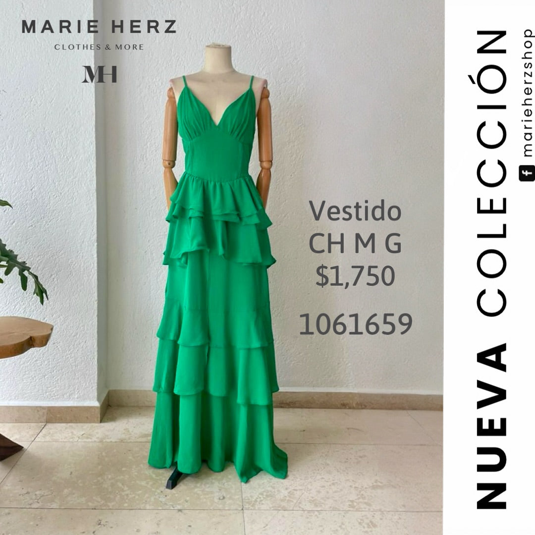 1061659 Vestido Verde tirantes
