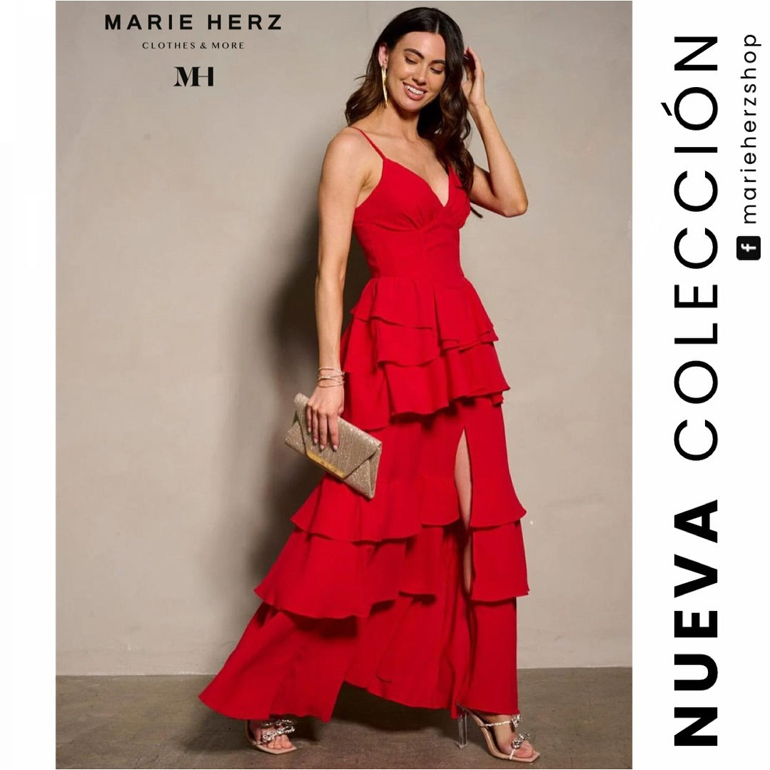 1061668 Vestido rojo tirantes