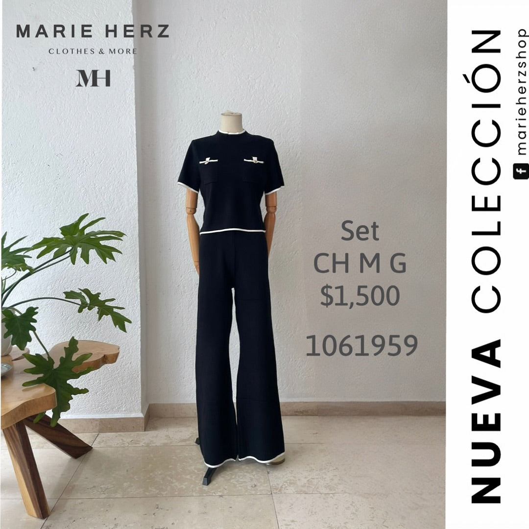 1061959 Set punto negro lineas blancas