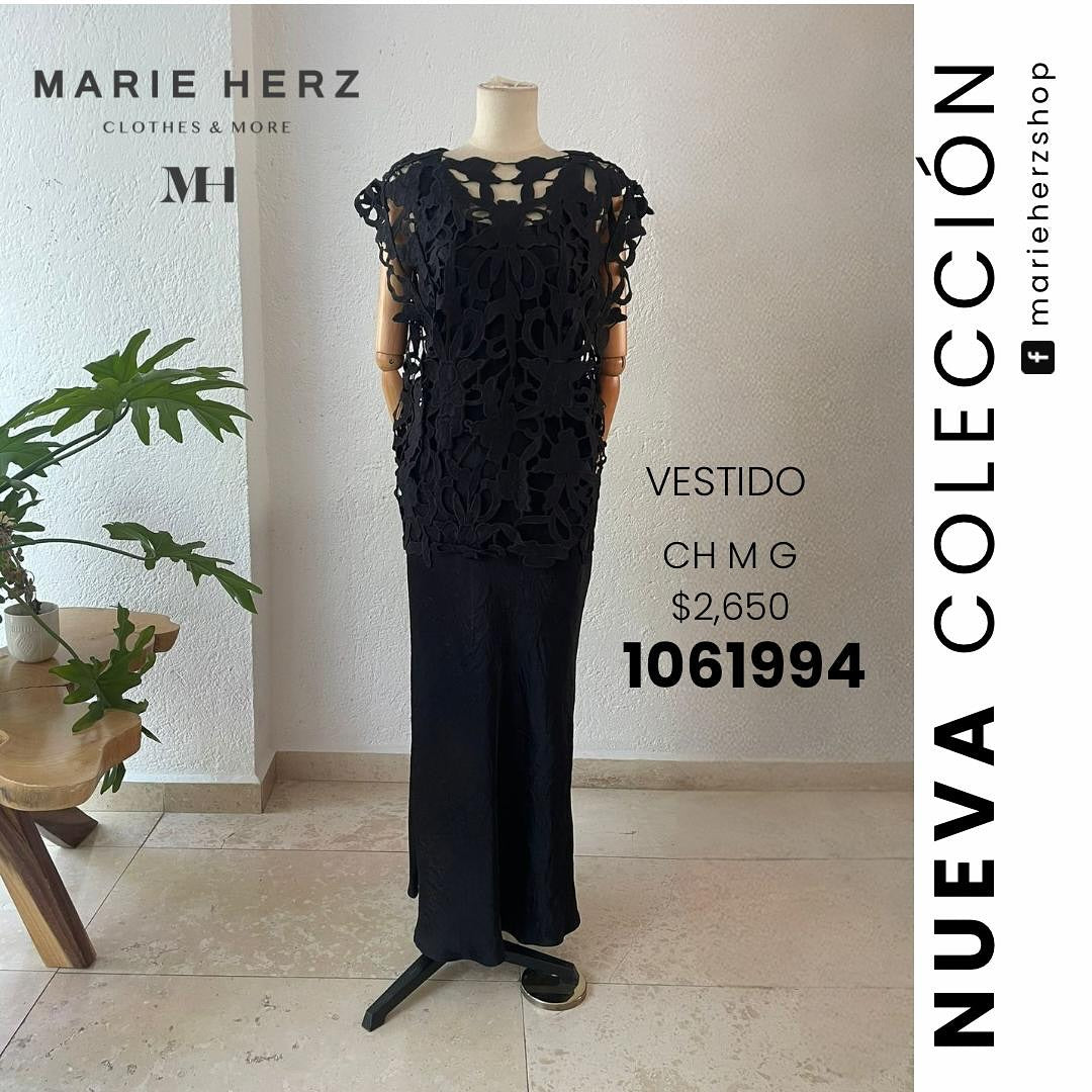 1061994 Vestido ensamble encaje negro