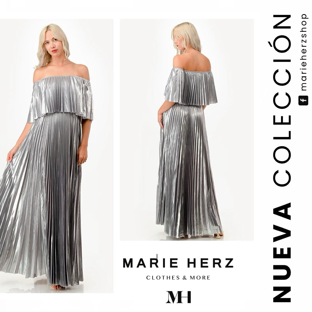 1062144 Maxivestido tablas plata