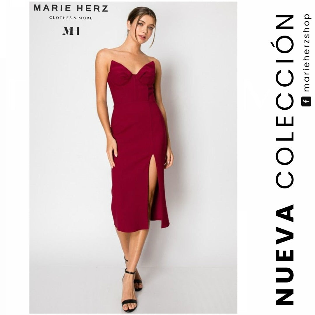 1062473 Vestido Estraples Vino