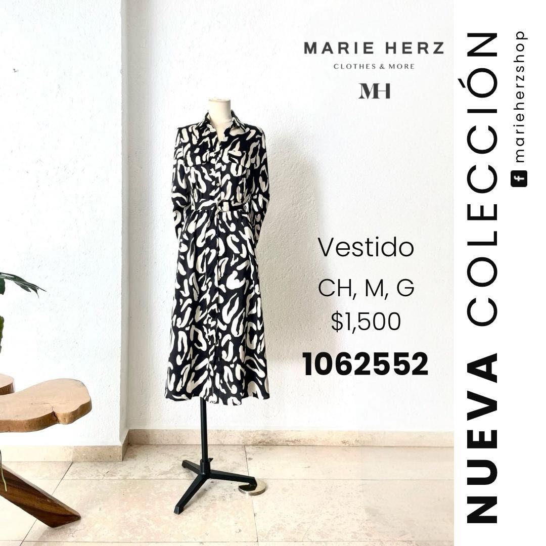 1062552 Vestido estampado blanco negro midi