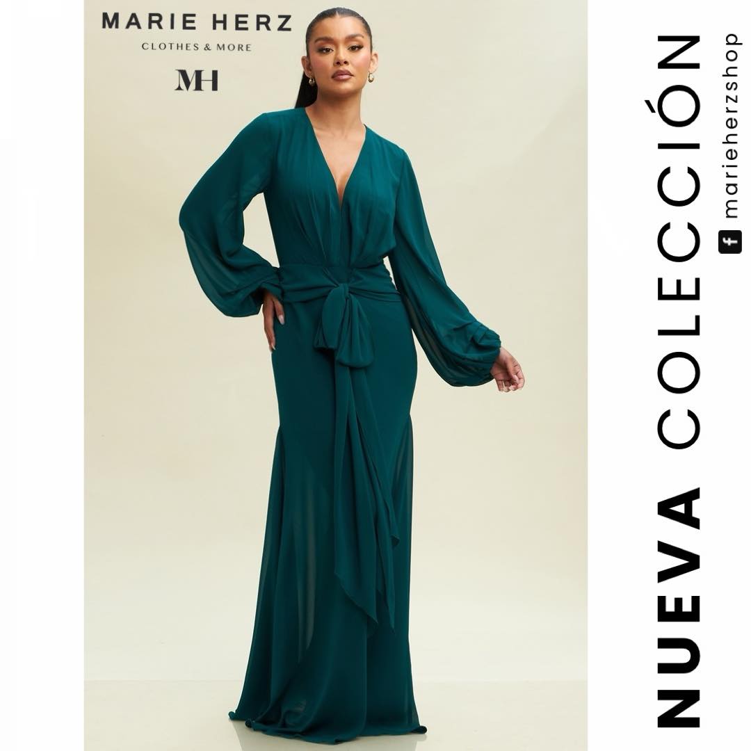 1062614 Vestido verde manga larga