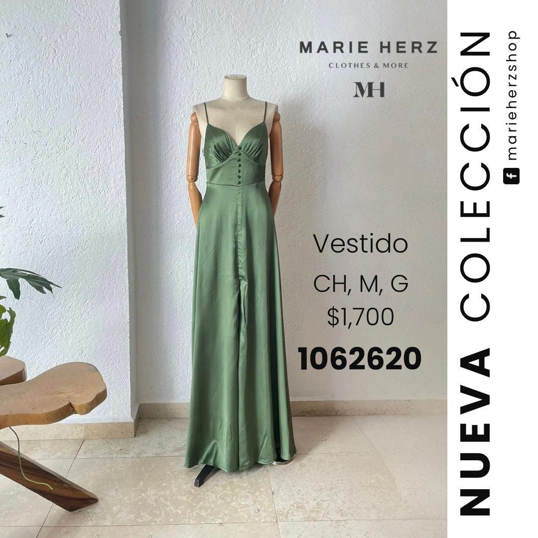 1062620 Vestido verde olive botones