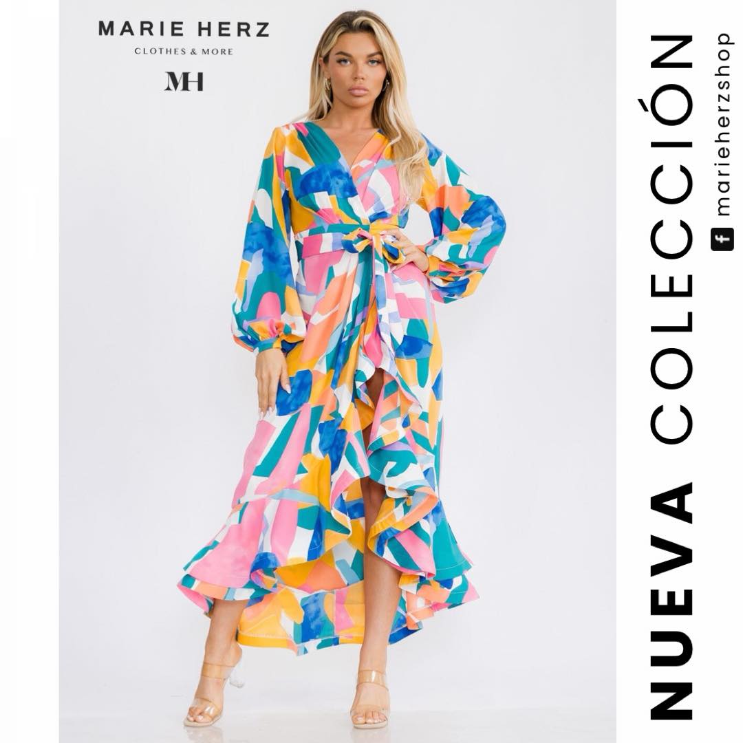 1062704 Vestido estampado envolvente colores