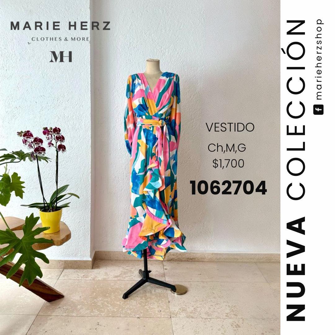 1062704 Vestido estampado envolvente colores