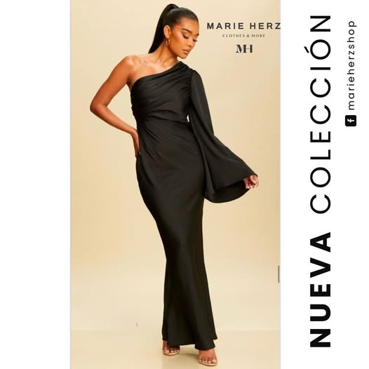 1062921 Vestido manga negro
