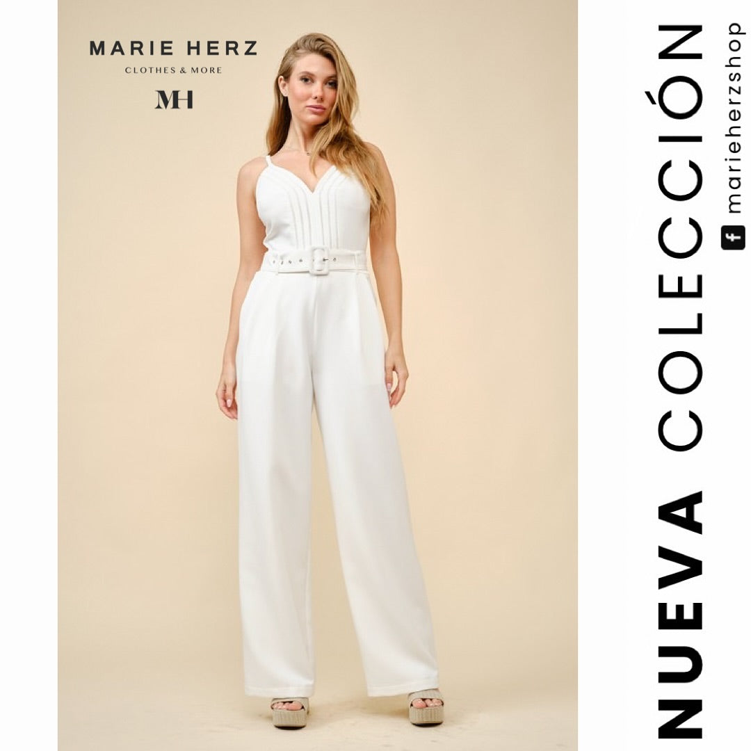 1062999 Jumpsuit blanco cinturon