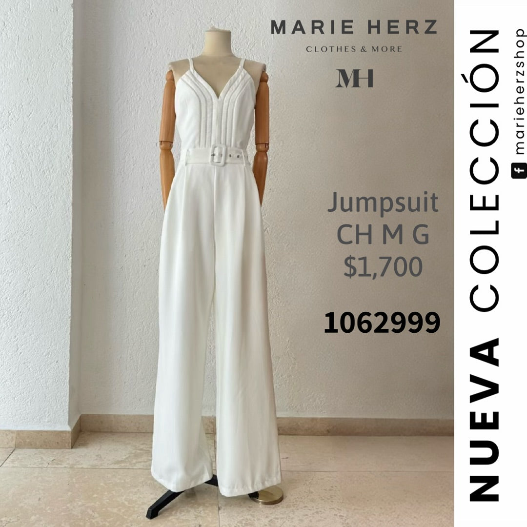 1062999 Jumpsuit blanco cinturon