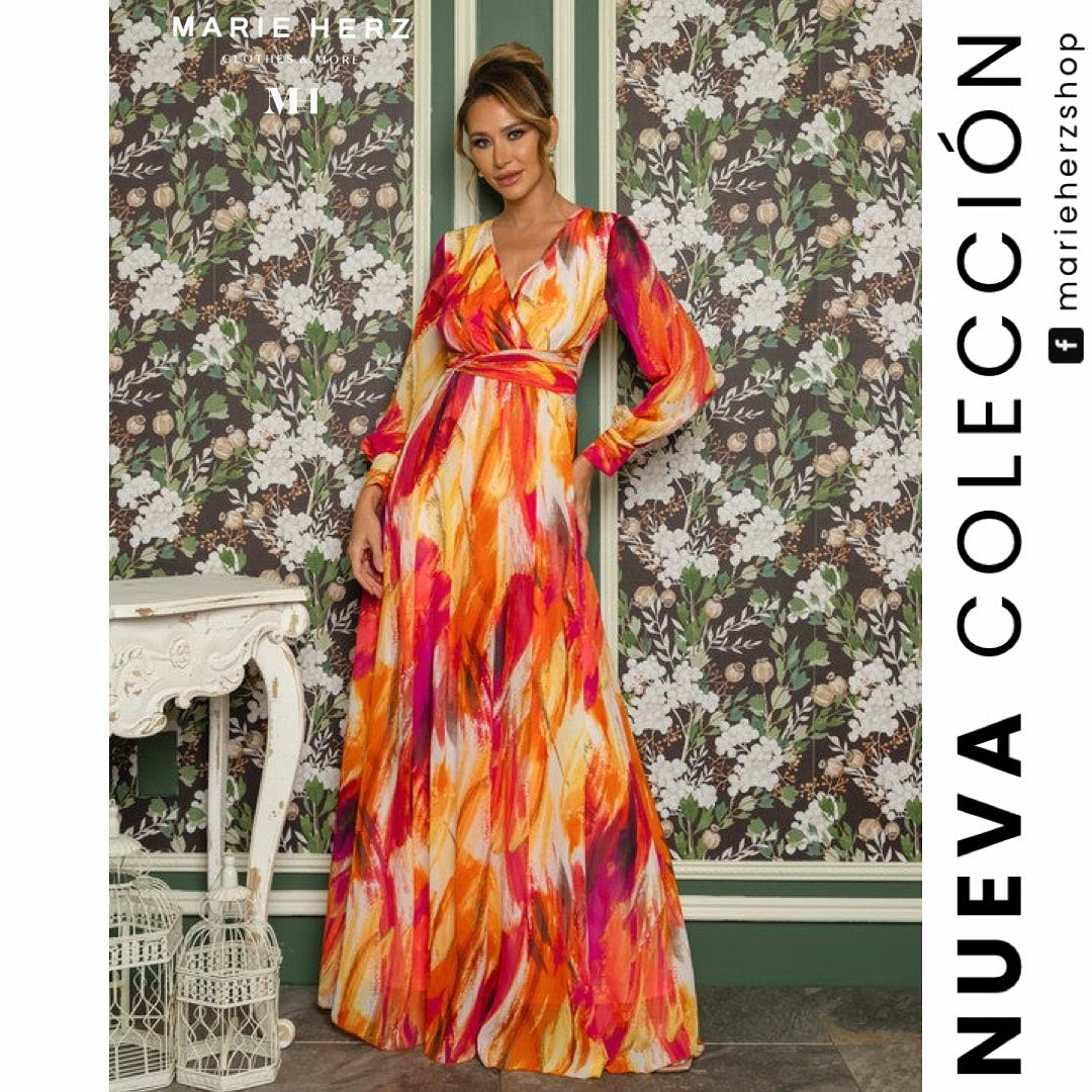1063044 Vestido estampado naranjas