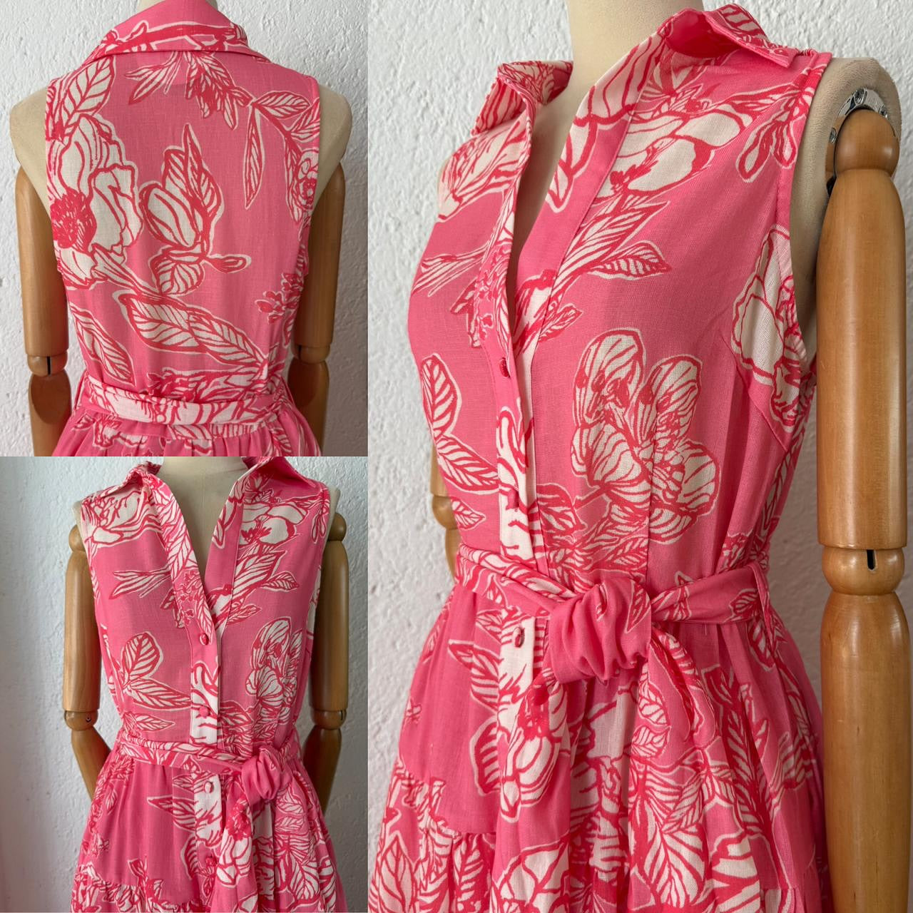 1063095 Vestido halter flores coral