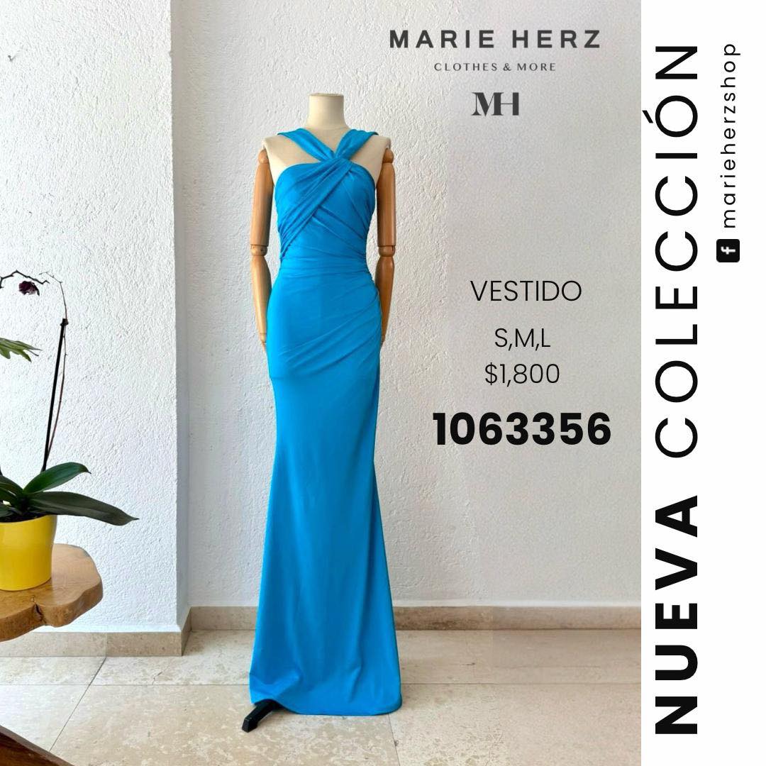 1063356 Vestido azul licra tirante halter