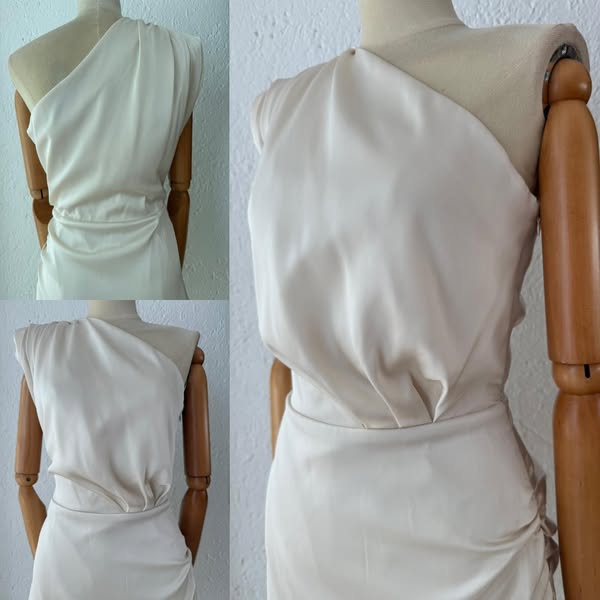 1063486 Vestido hombro beige corto
