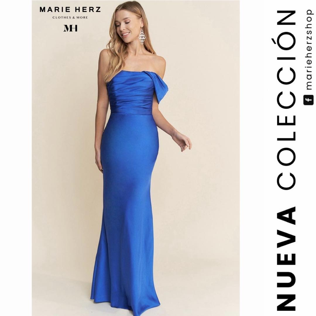 1063514 Vestido azul rey tirante satin