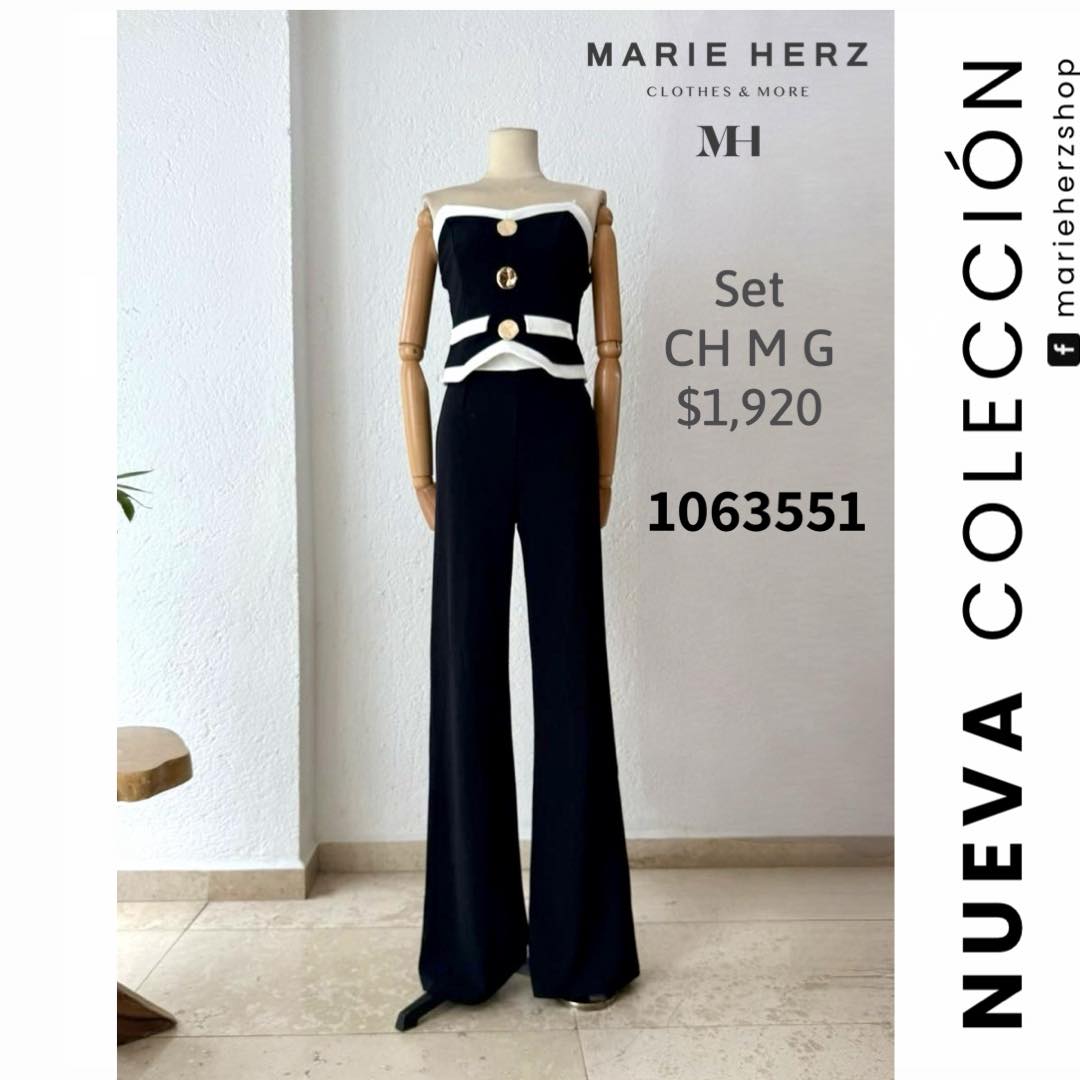 1063551 Set negro linea blanca