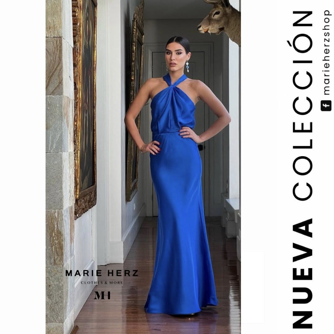 1063639 Vestido halter azul rey