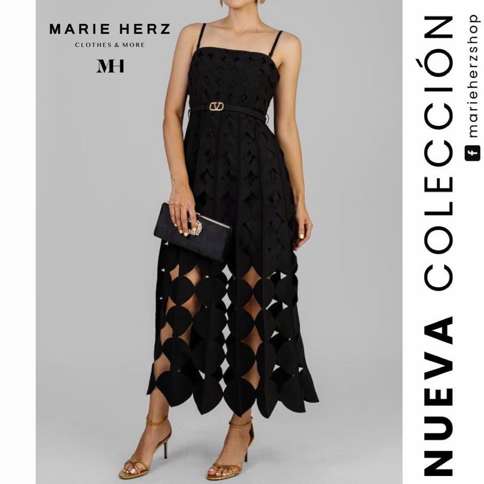 1063679 Vestido negro círculos