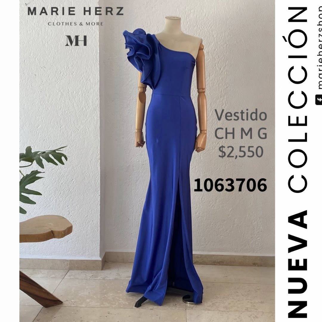 1063706 Vestido azul rey olán licra
