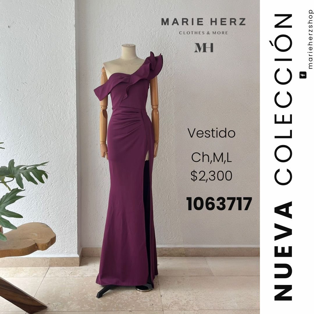 1063717 Vestido hombro olán uva
