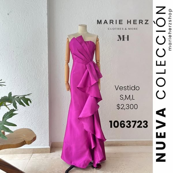 1063722 Vestido rosa olanes strapless