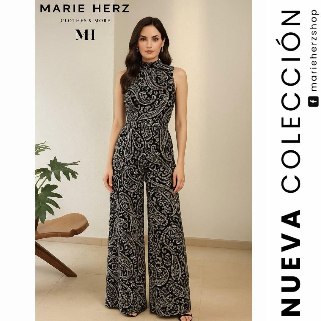 1063760 Jumpsuit estampado negro
