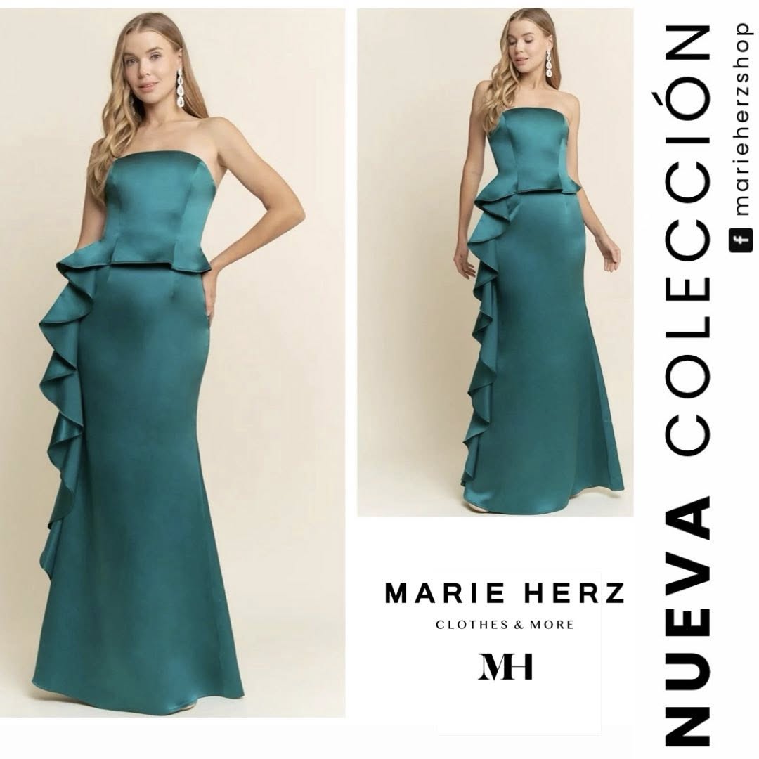 1063774 Vestido verde strapless olanes