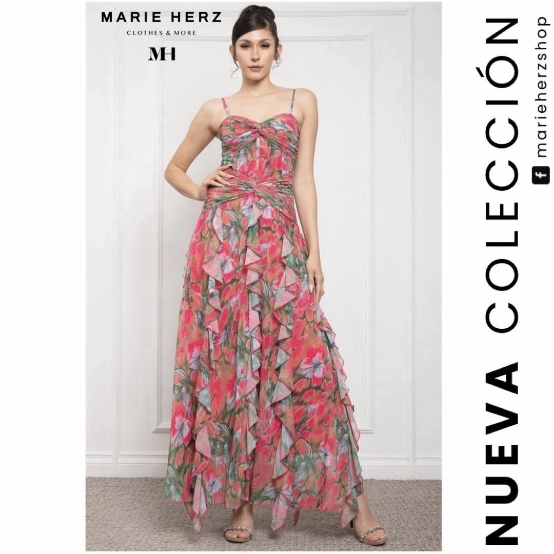 1063784 Vestido flores rojas