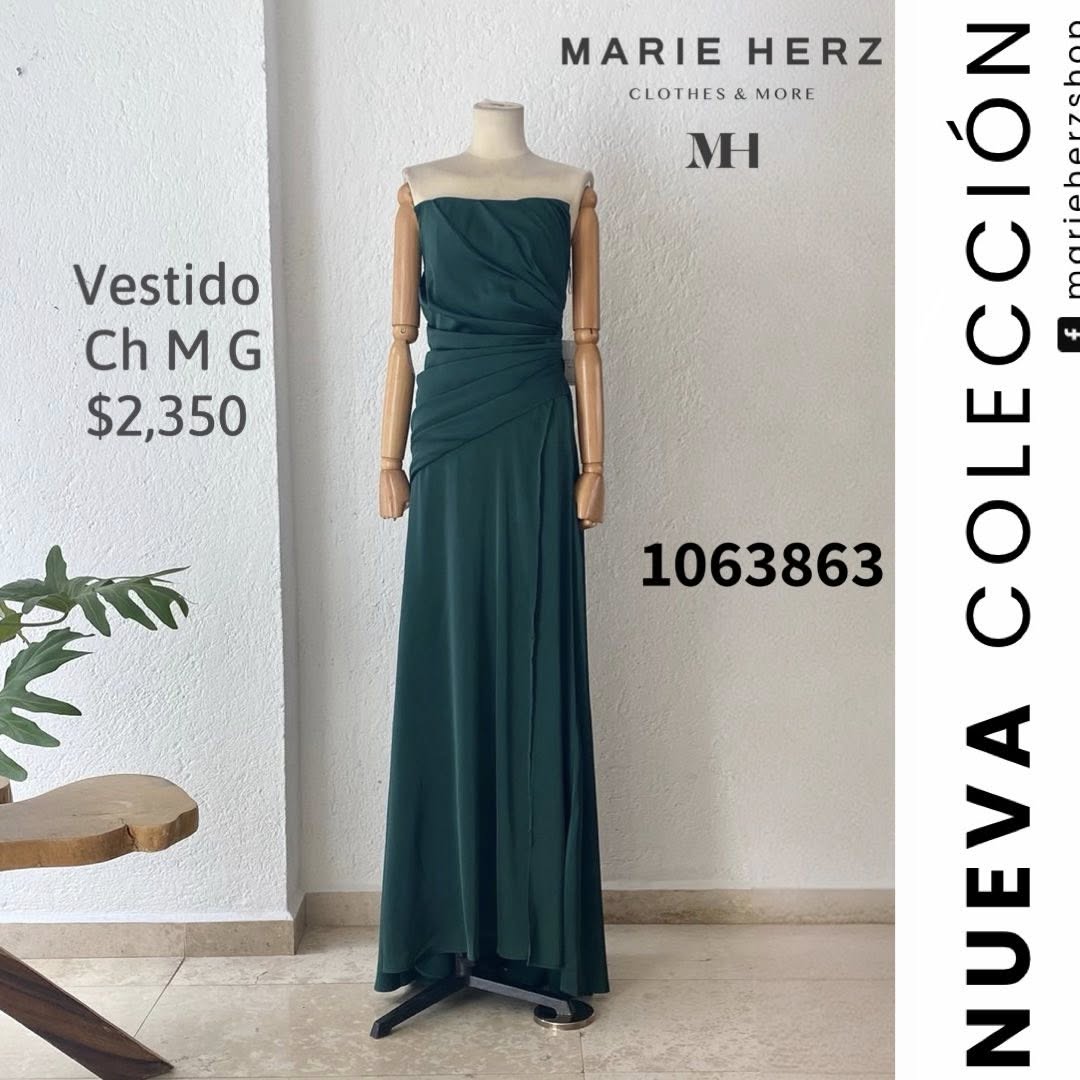 1063863 Vestido verde corset satín