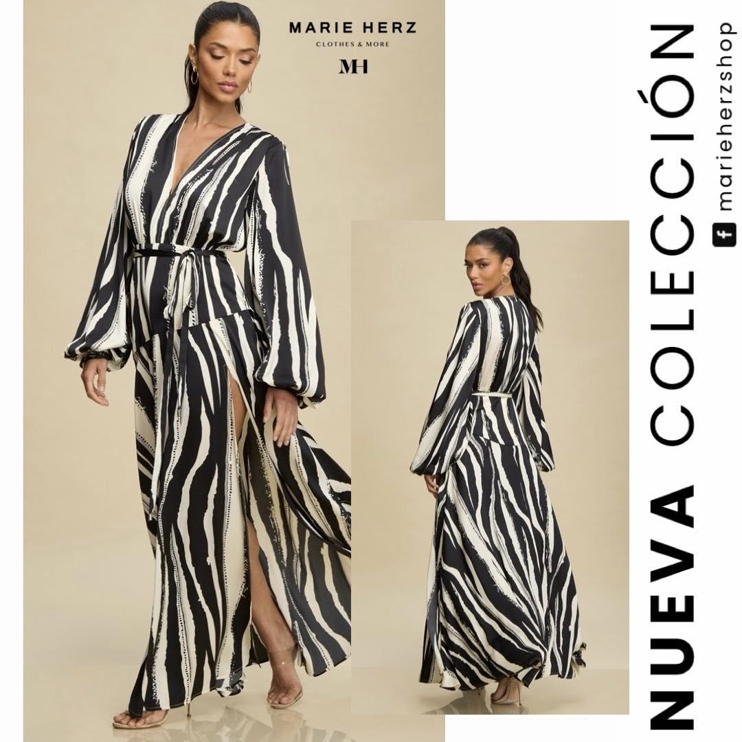 1063879 Maxivestido blanco con negro