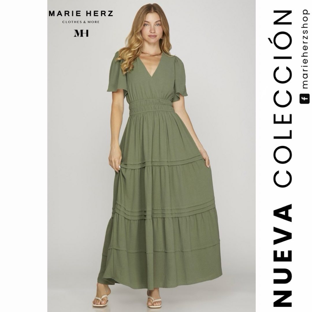 1063891 Vestido menta manga