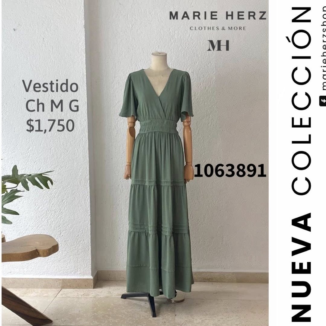 1063891 Vestido menta manga