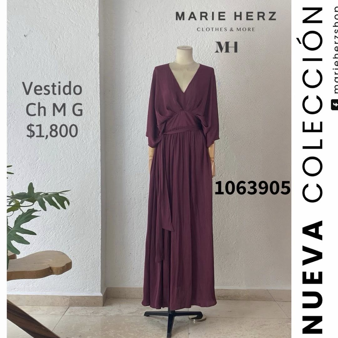 1063905 Vestido vino mangas