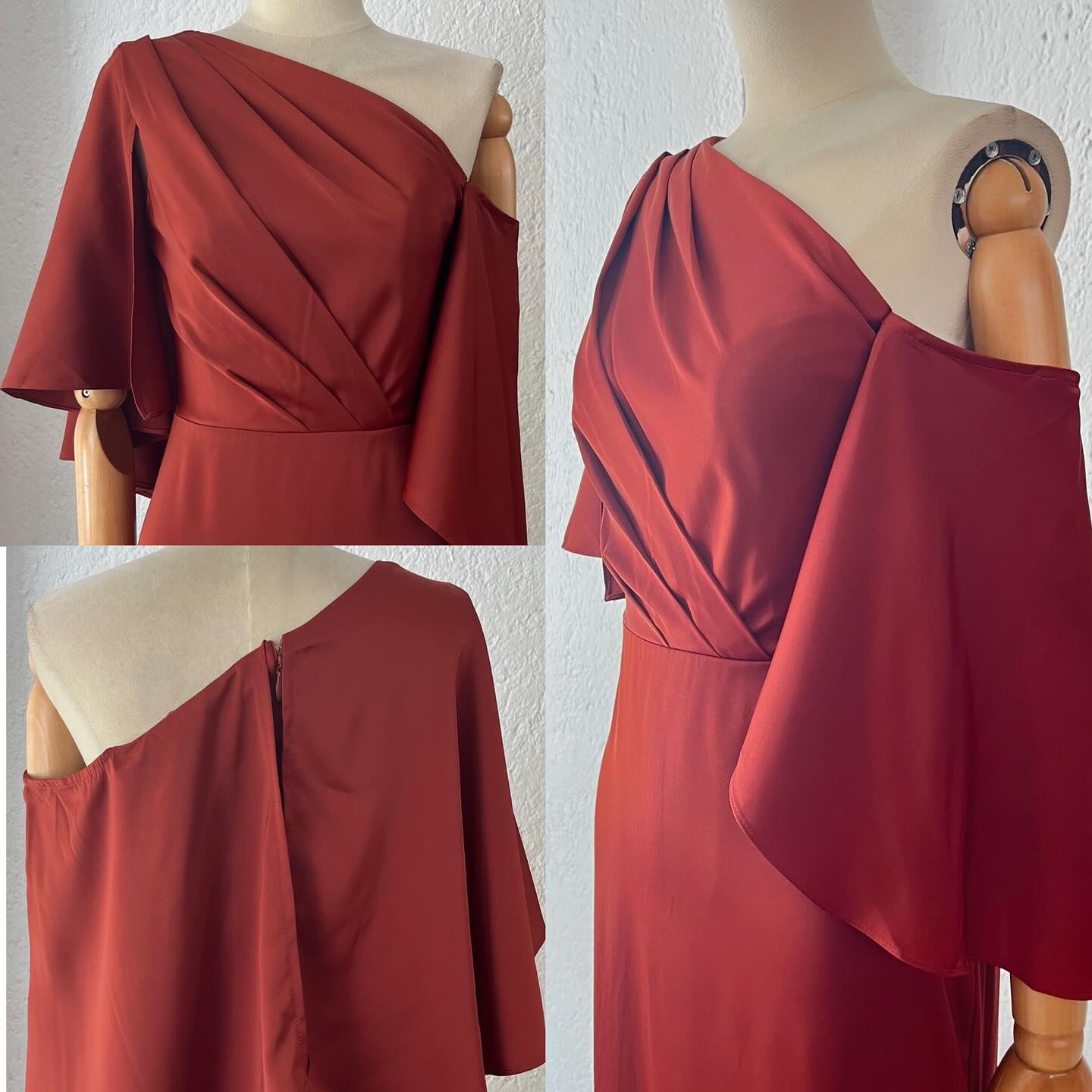 1063990 Vestido satin capa ocre