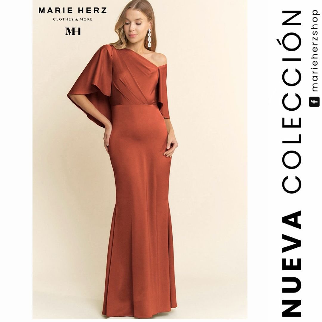 1063990 Vestido satin capa ocre