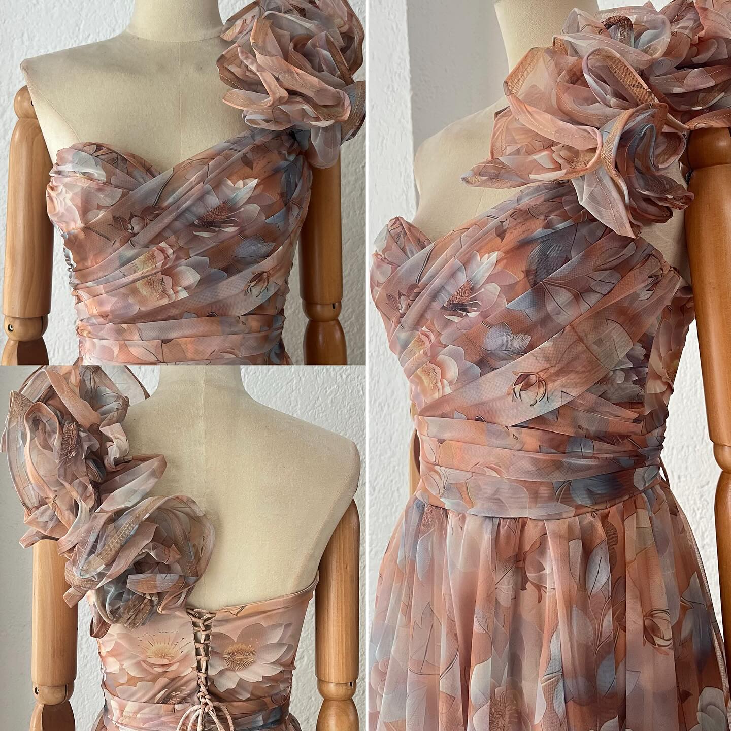 1064067 Vestido flores nude tul