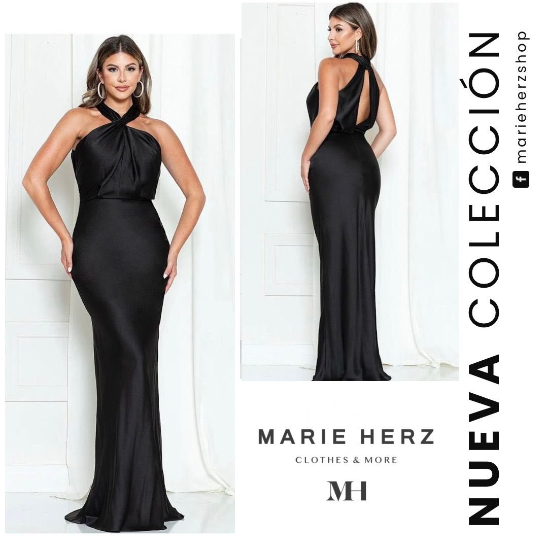 1064249 Vestido halter negro