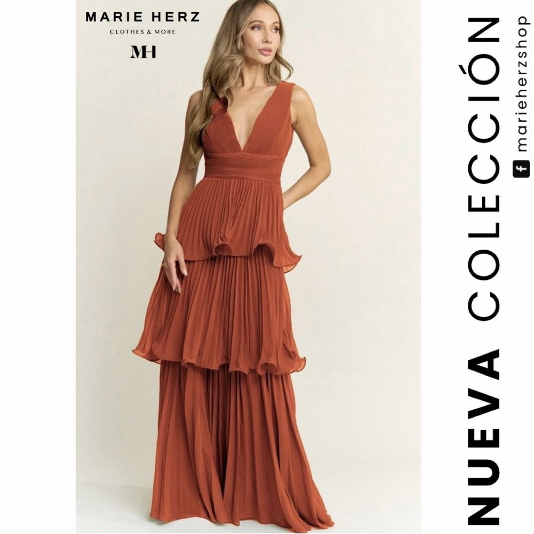 1064252 Vestido tablas terracota
