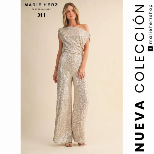 1064317 Jumpsuit lentejuela plata