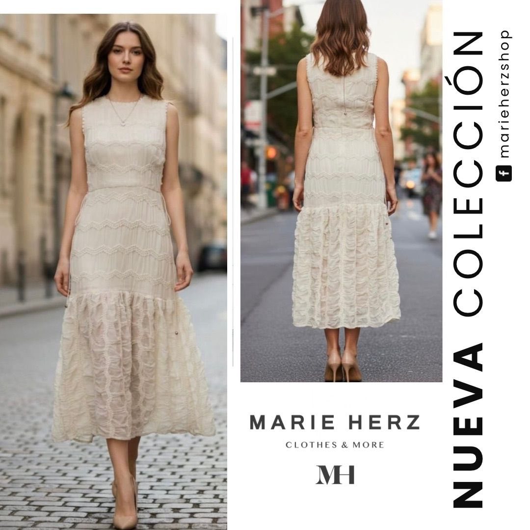 1064374 Vestido beige midi