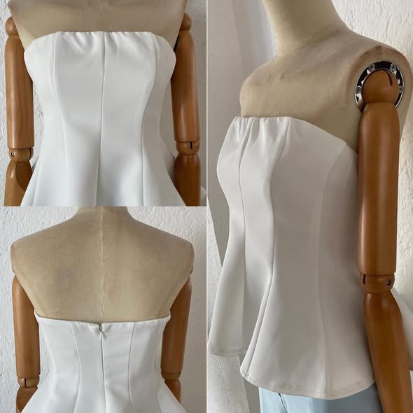 1064410 Blusa blanca strapless