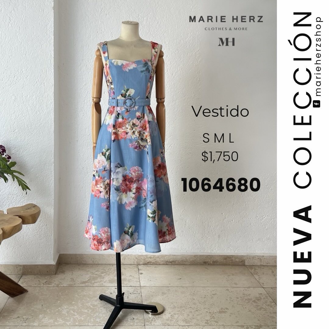 1064680 Vestido azul flores