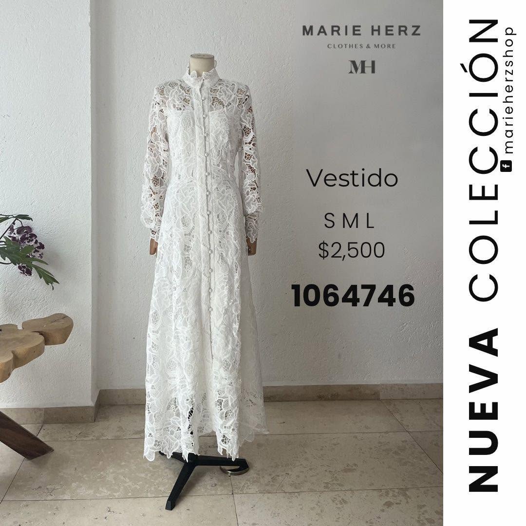 1064746 Vestido encaje blanco manga larga
