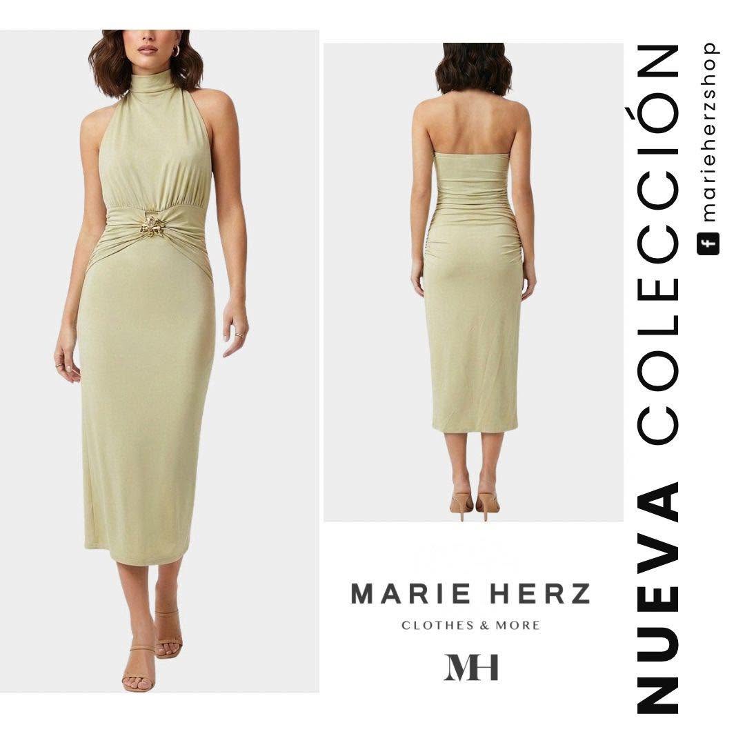 1064792 Vestido halter beige